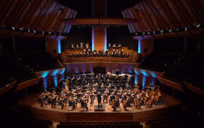 National Band of NZ and NZSO performing in the Michael Fowler Centre