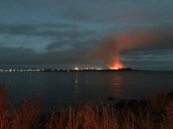 The fire at Tiwai Point near the aluminium smelter.