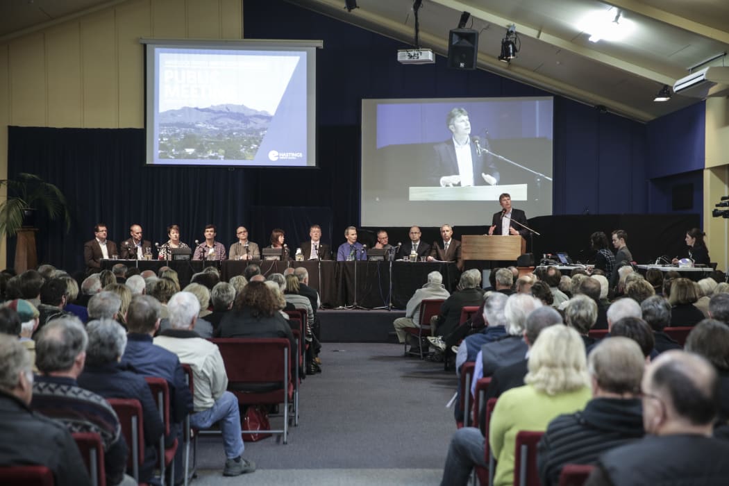 30082016 Photo: Rebekah Parsons-King. Havelock North public meeting over the contamination of the bores that supply Havelock North's water.
