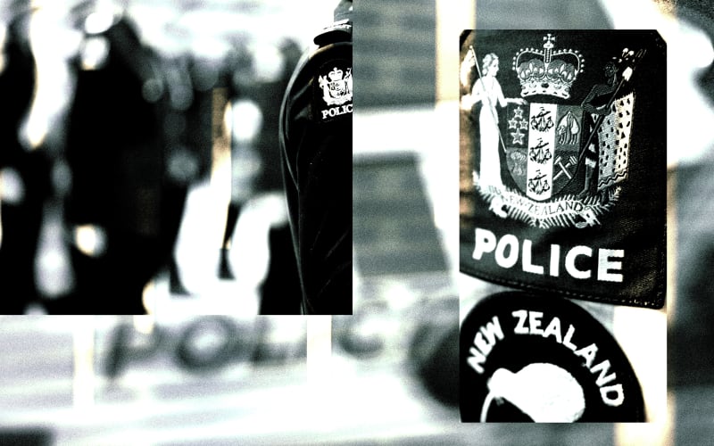 Stylised composite of police badge.