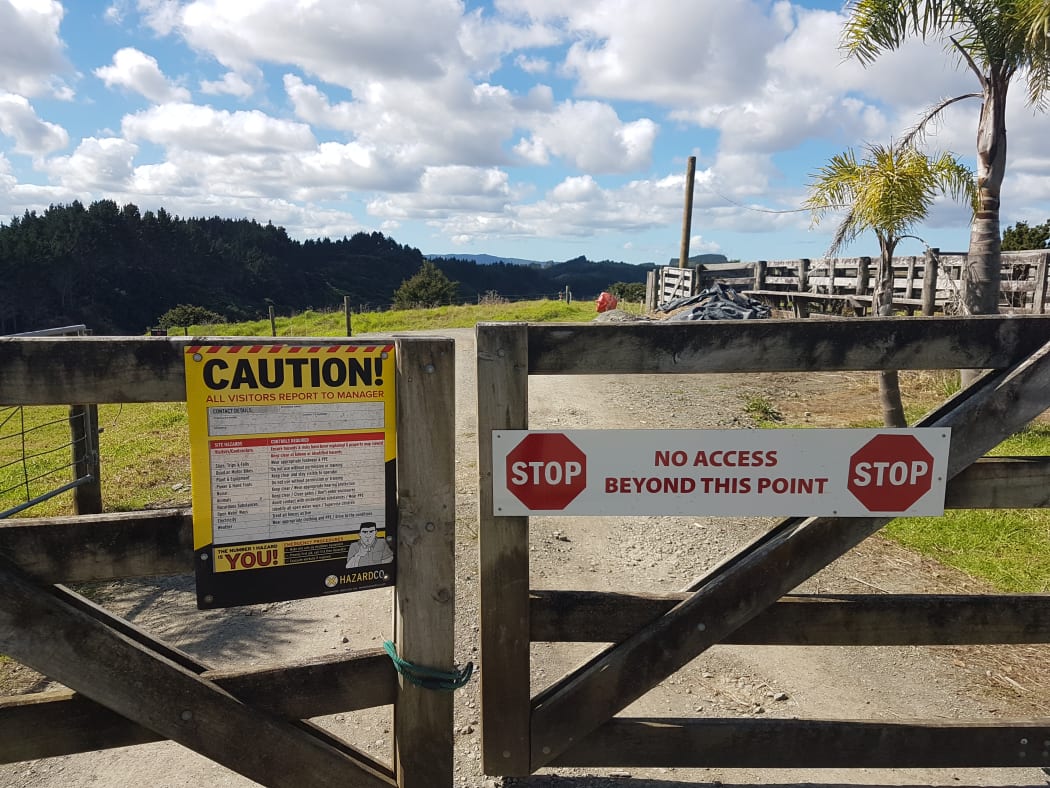 Warning signs at the entrance to the Auckland gun club in Makarau.