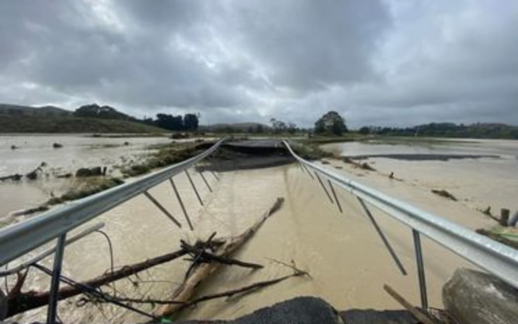 A damaged bridge near Wairoa