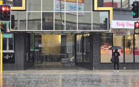 Heavy rain in central Lower Hutt kept shoppers mostly indoors on Sunday 18 August, 2024.