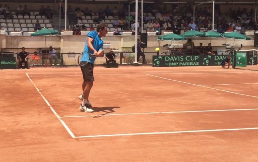 Fiji's William O'Connell competing for Pacific Oceania at the Davis Cup tie in Iran.
