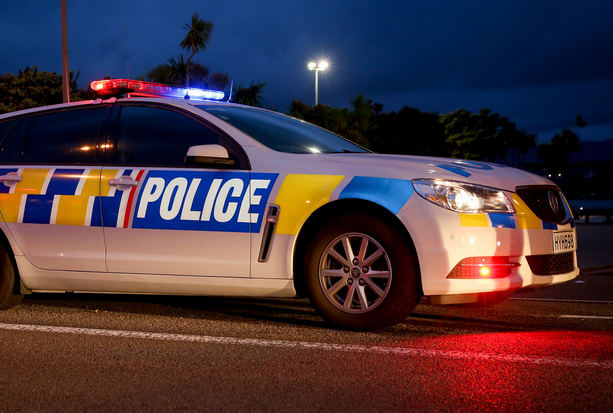 Police car at a check point in Mana, Wellington.