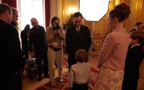 Jessica Hobbs on the set of "The Crown"