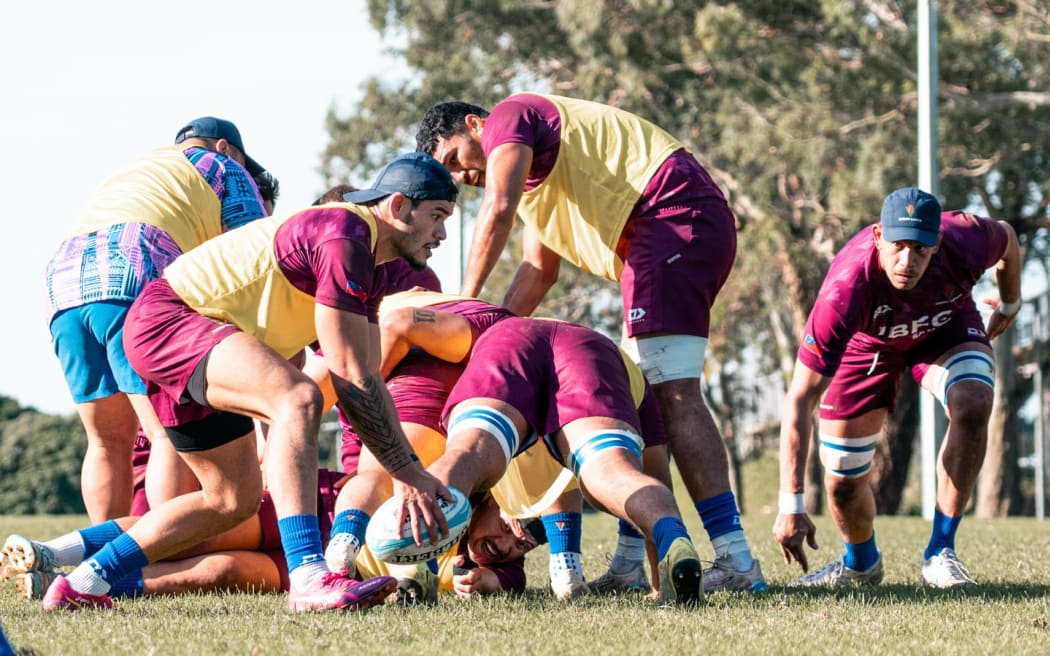 Manu Samoa team training in Apia for their Pacific Nations Cup opener against Tonga in Nuku'alofa on 23 August 2025.