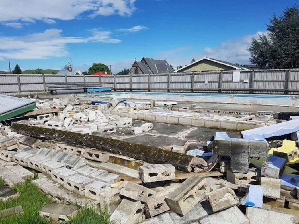 The Waiau School pool after the 14 November 2016 earthquake.