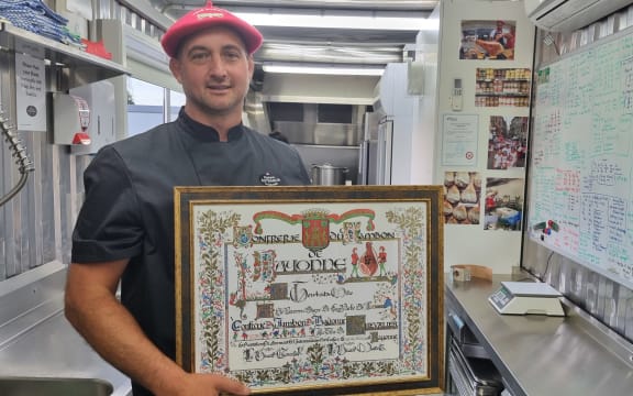 Mikaera Te Whata with his French qualifications.