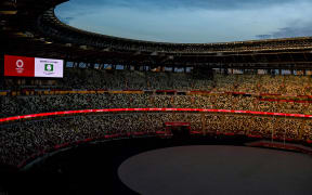 Empty stands for the The Opening Ceremony of the Tokyo 2020 Olympic Games at the Olympic Stadium, Tokyo,.