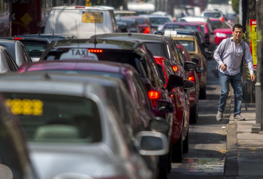 Heavy traffic is seen in Mexico City.