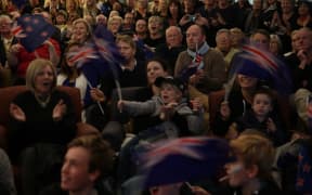 Fans at the the Royal New Zealand Yacht Squadron in Auckland