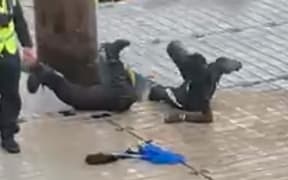The Kennedy Point Marina  developer released CCTV footage showing a guard apparently kicked in the head and pushed into the water.