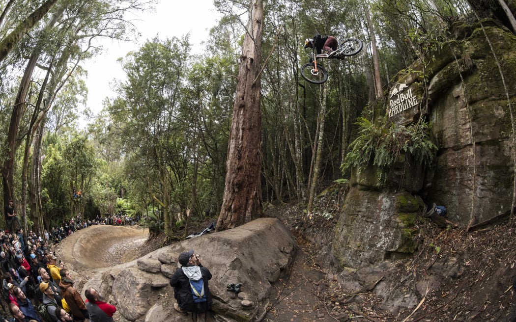 Jackson Goldstone at Red Bull Hardline  in Maydena Bike Park.