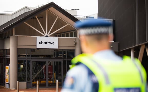 Police teams cordoned off the area near Chartwell Mall in Hamilton after reports of possible homemade explosives on 6 August, 2020.