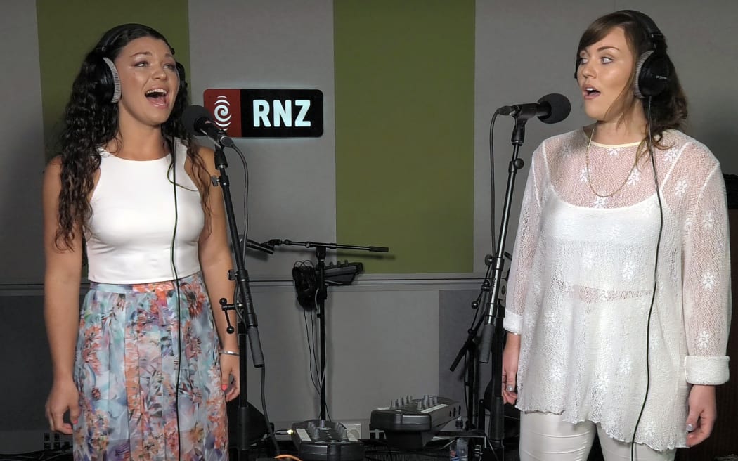 Singers and sisters Anna Hawkins and Lisa Grace Hawkins.