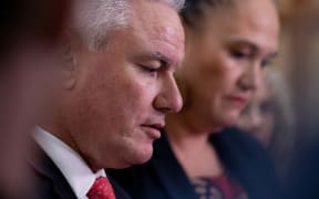 Deputy Prime Minister Carmel Sepuloni and Deputy Party Leader Kelvin Davis speak to media following the resignation of Meka Whaitiri