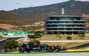 Lewis Hamilton at the Algarve International Circuit at Portimao for the 2020 Formula One Portugal Grand Prix.
