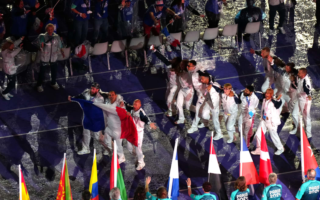 France's delegation parade during the Paris 2024 Paralympic Games Closing Ceremony at the Stade de France, in Saint-Denis, in the outskirts of Paris, on September 8, 2024.