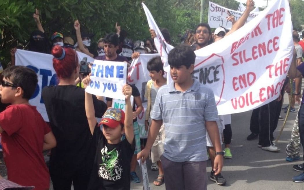 Refugees protest on Nauru on Friday