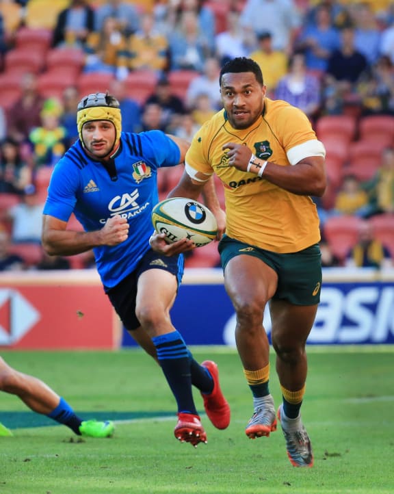 Sefa Naivalu in action for the Wallabies against Italy (2017).