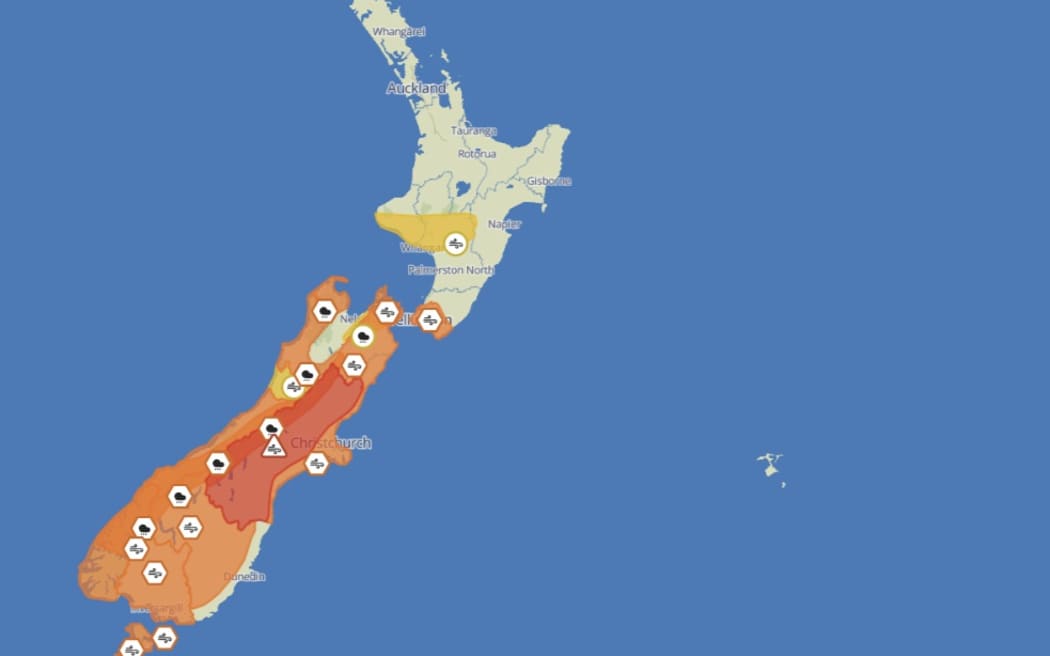 A red strong wind warning is in place for Canterbury, September 20, 2025