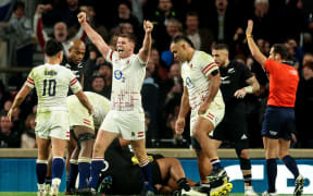 2022 Autumn Nations Series, Twickenham, London 19/11/2022 
England vs New Zealand
England's Owen Farrell celebrates as Will Stuart scores a late try
Mandatory Credit ©INPHO/James Crombie