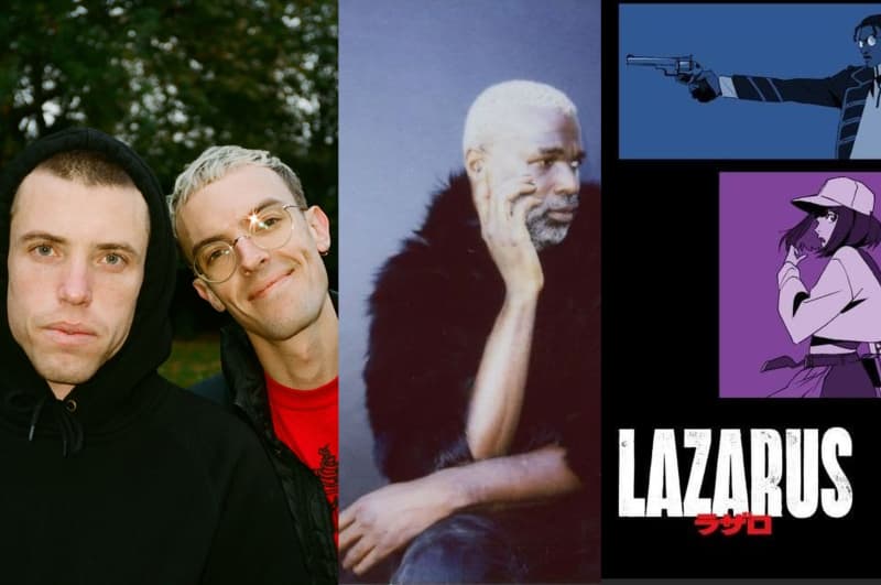 Three album covers featuring two smiling man, one man looking into the distance and an illustration