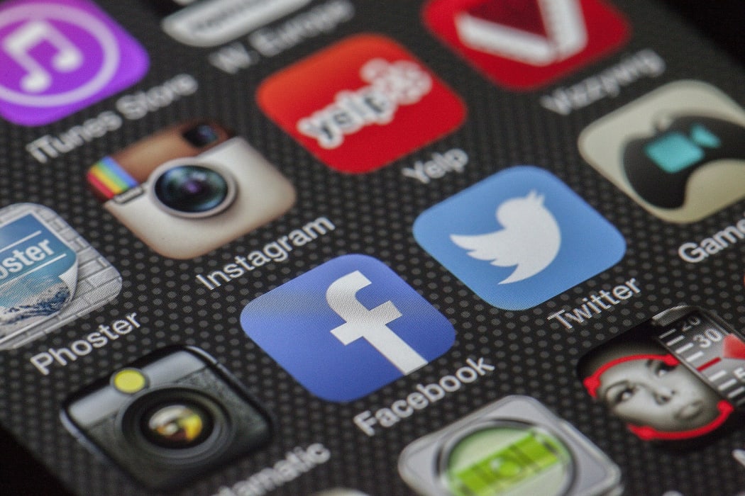 Social media apps on smartphone.