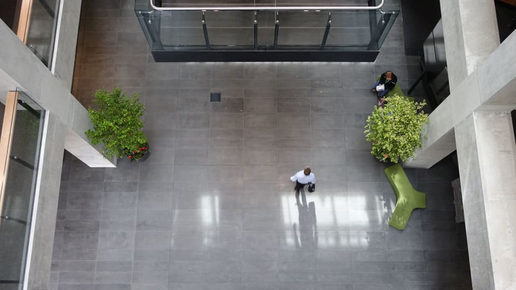 The main atrium letting in natural light to surrounding offices. The Christchurch regional council, Environment Canterbury, took possession of its new $51 million building.