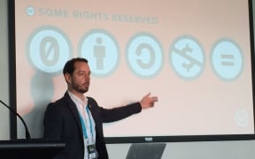 Some rights reserved: Ryan Merkley explains Creative Commons licences at Nethui 2017.