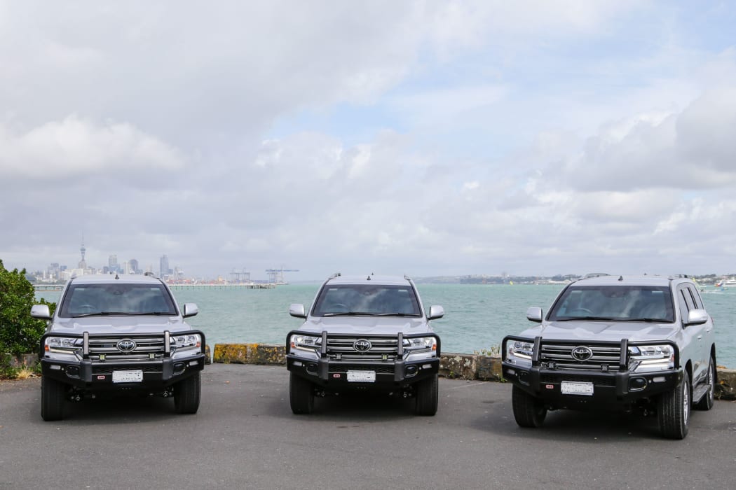 Three new police armoured special purpose vehicles. The unmarked Toyota Landcruisers are fitted with ballistic - bullet-proof and blast resistant  - armour for use when police are deployed to major national security events or high-risk firearms incidents. Police say they will not be used for patrol.