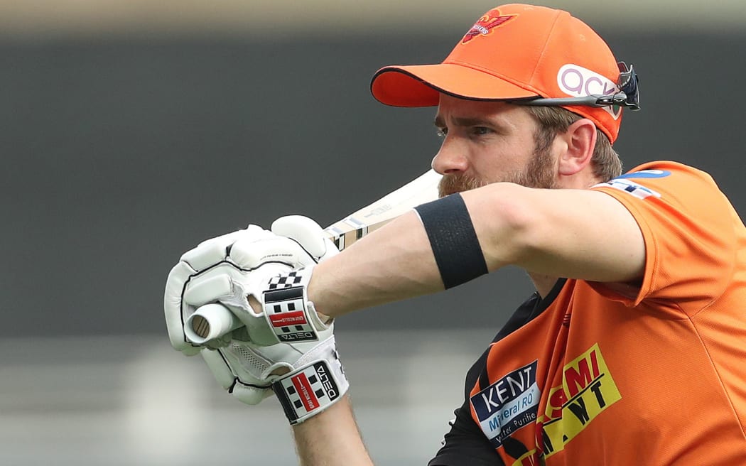 Kane Williamson captain of Sunrisers Hyderabad during match 49 of the IPL against the Kolkata Knight Riders at the Dubai International Stadium in the United Arab Emirates on the 3rd October 2021.