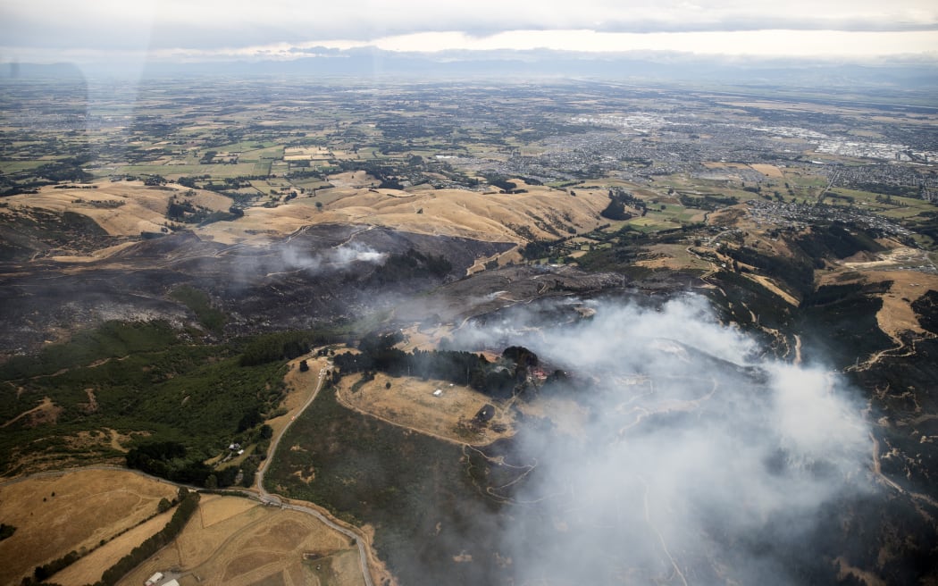 Firefighters a battling a 630 hectare fire in the Port Hills near Christchurch after it broke out on 14 February 2024. The fire remains uncontained and evacuations have taken place for nearby residents.