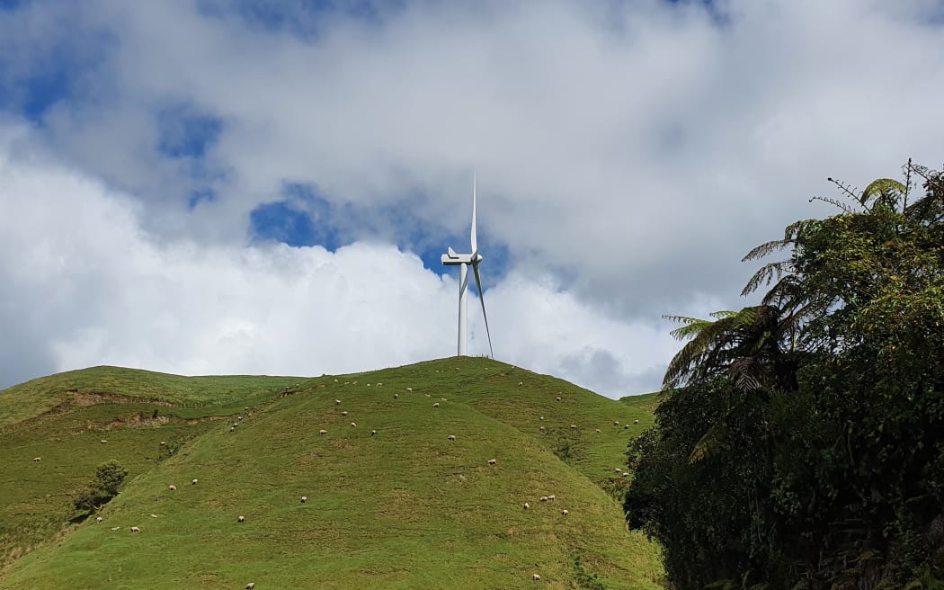 Windmills line the ridge above the Pahiatua Track