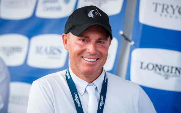 NZL-Sharn Wordley speaks with the press after is round on Casper during the First Competition - FEI World Team and Individual Jumping Championship. 2018 FEI World Equestrian Games Tryon. Tuesday 18 September.