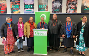Community leaders and Green MP Teanau Tuiono (centre).