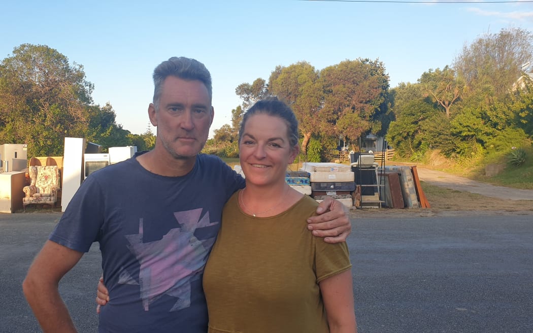 Dave Frechtling and Kimberley Robertson’s Haumoana home was flooded after a Hawke’s Bay Regional Council flood mitigation pump failed in the wake of Cyclone Gabrielle.