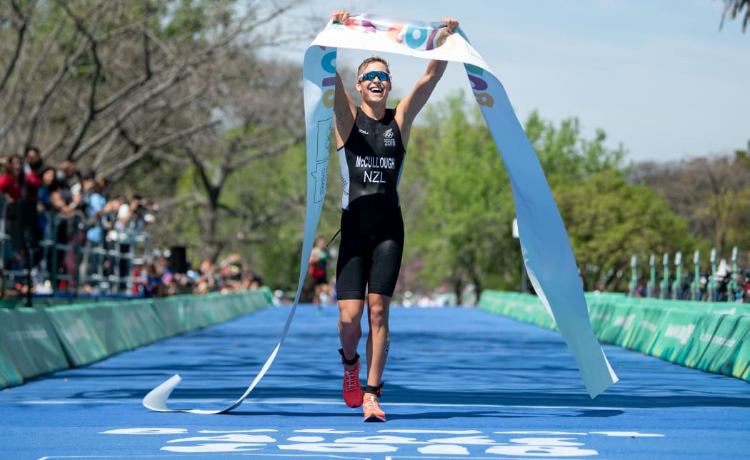 Dylan McCullough wins triathlon gold at 2018 Youth Olympics.