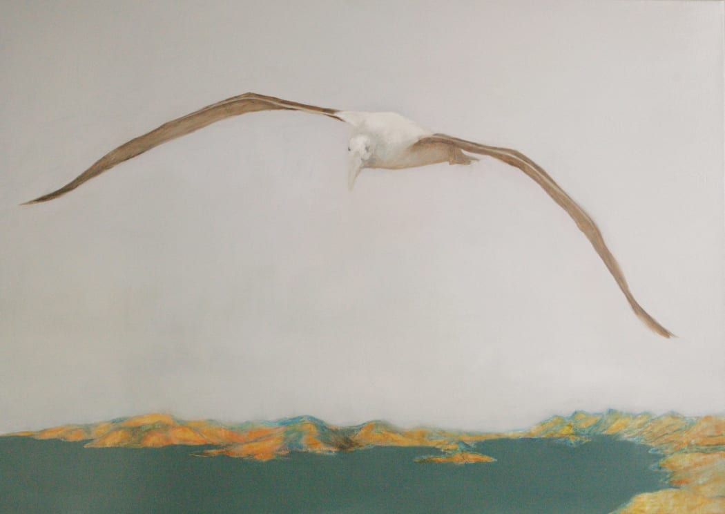 Toroa over Whakaraupo by Beverly Rhodes