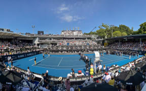 General view during the men's final awards ceremony.
2020 Men's ASB Classic at the ASB Tennis Centre, Auckland, New Zealand.
