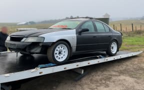 A car impounded by police following a boy racer event in Tokoroa.