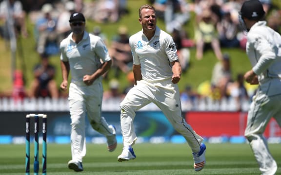 Neil Wagner celebrates.