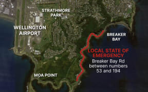 Local State of Emergency map in Wellington.