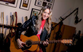 Country music star Kaylee Bell in her home music studio in Auckland.