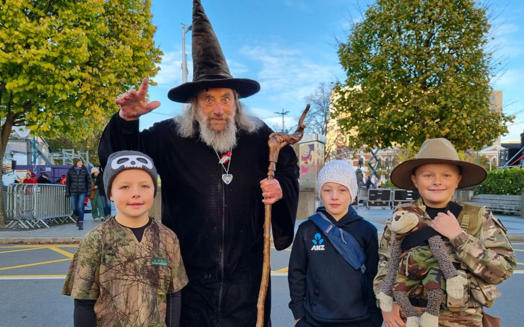 Christchurch's Wizard with Lennox Pryce, Jye Pryce and Zebidiah Pryce during the Anzac Day commemorations.