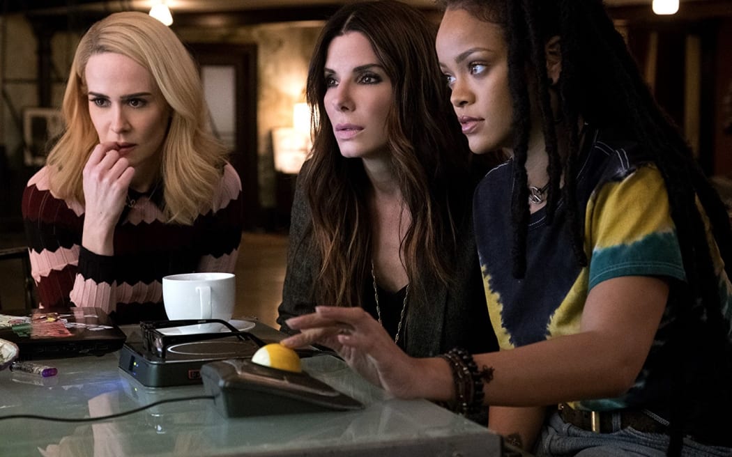 Sarah Paulson, Sandra Bullock, , and Rihanna in Ocean's Eight (2018).
