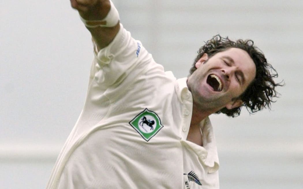 Chris Cairns celebrating his 200th test wicket on the final day of the second test between New Zealand and South Africa at Eden Park in Auckland in 2