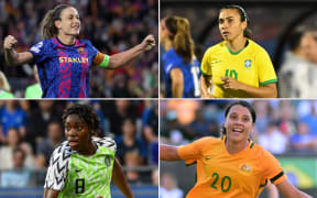 (Clockwise from top left) Spain's Alexia Putellas, Brazil's Marta, Australia's Sam Kerr, and Nigeria's Asisat Oshoala.