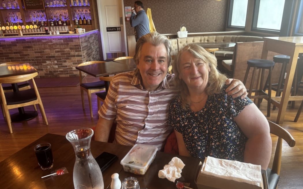 Christmas lunch diners John Kiegan and Thelma Balthiejus